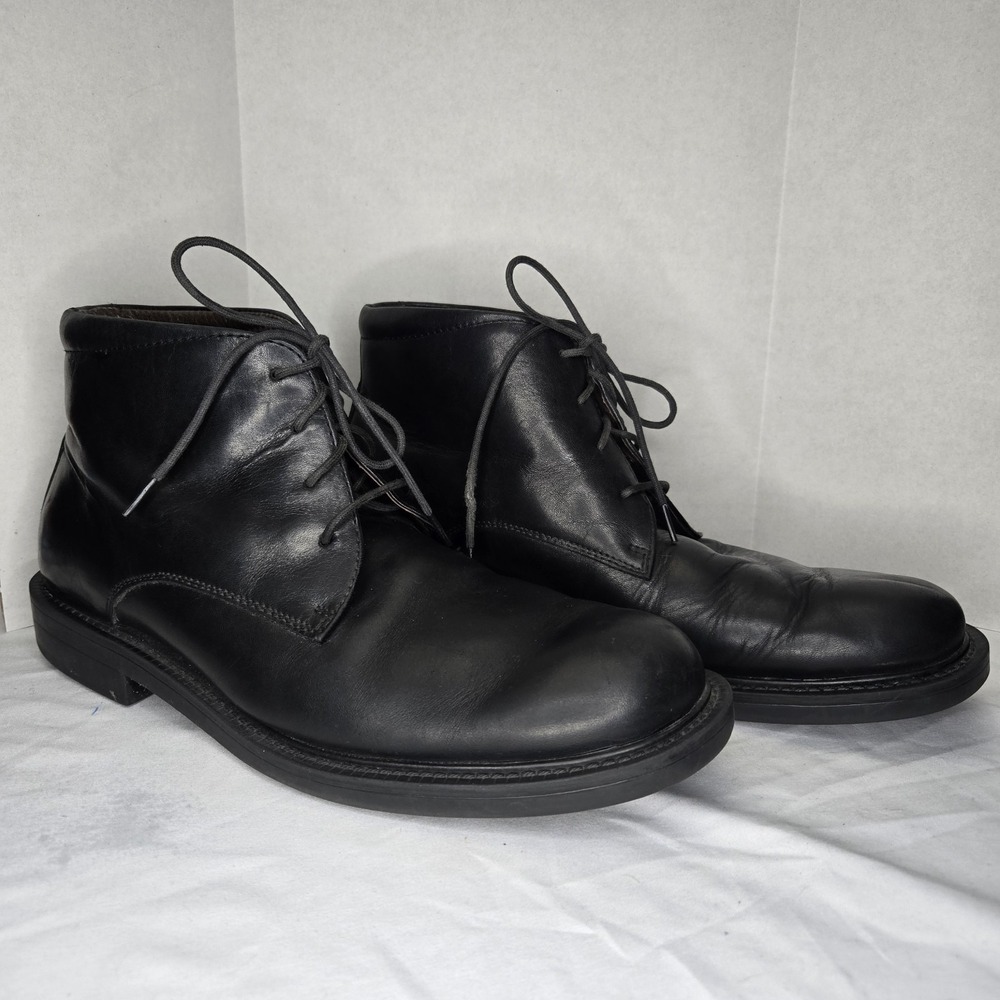 Bill Blass Mens 11 Wilshire Chukka Black Leather Boots‎ Lace Up Hipster Capsule